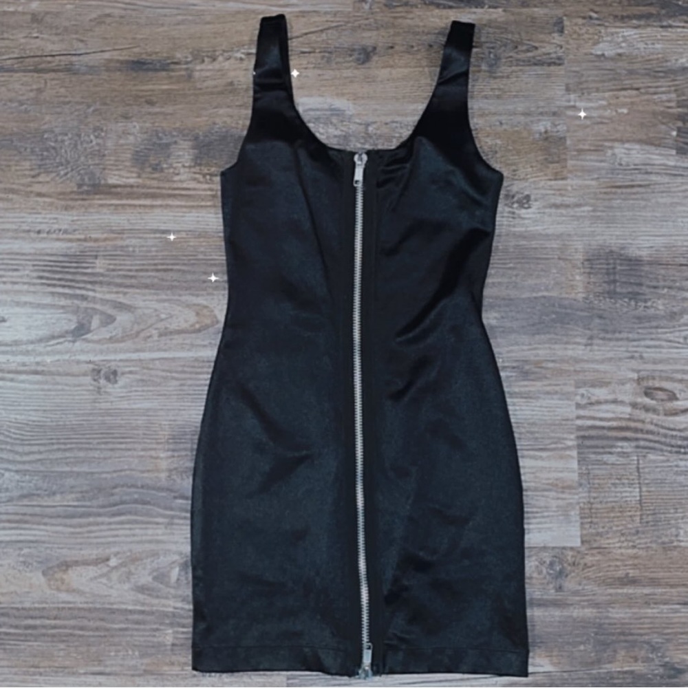 RARE Archive Betsey Johnson Black Zip-Up Mini Dress